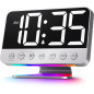 Digital Alarm Clock for Bedroom - Large Bold Numbers, 5 Brightness Levels, 5 Alarms, 8 Night Lights - Silver Digital Alarm Clock for Bedroom - Large Bold Numbers, 5 Brightness Levels, 5 Alarms, 8 Night Lights - Silver