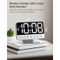 Digital Alarm Clock for Bedroom - Large Bold Numbers, 5 Brightness Levels, 5 Alarms, 8 Night Lights - Silver Digital Alarm Clock for Bedroom - Large Bold Numbers, 5 Brightness Levels, 5 Alarms, 8 Night Lights - Silver