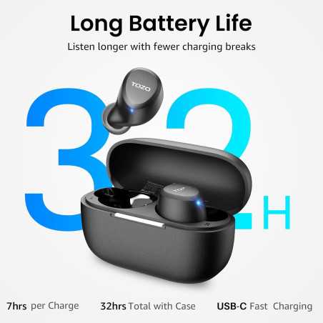 Écouteurs sans fil TOZO A1 Bluetooth 5.3, IPX5, Bass PUJ