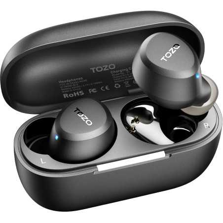Écouteurs sans fil TOZO A1 Bluetooth 5.3 légers, IPX5, 2 micros, son premium, étui de charge, EQ personnalisé