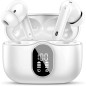Wireless Bluetooth 5.4 Earbuds with Bass, Noise Cancelling Mic, LED Display, IP7 Waterproof - White Wireless Bluetooth 5.4 Earbuds with Bass, Noise Cancelling Mic, LED Display, IP7 Waterproof - White