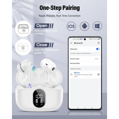 Écouteurs Bluetooth 5.4 Sans Fil, Basses, Micro Antibruit, IP7