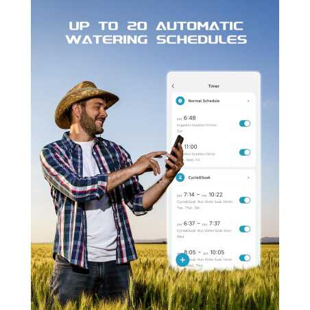 RAINPOINT Minuteur d'Arrosage WiFi en Laiton, Contrôle Automatique via APP Bluetooth & 2.4GHz (2025)