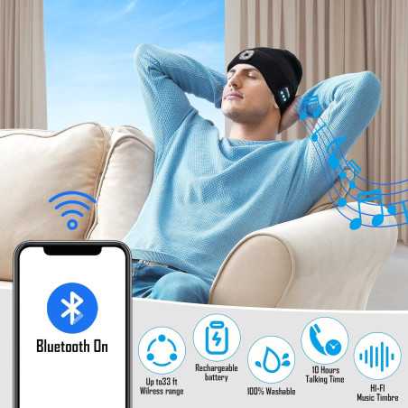 LED Bluetooth Beanie Hat - Cool Tech Gift for Men, Dad, Husband, Grandpa | Valentines, Birthday, Camping Gear