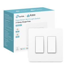 Interrupteur Intelligent Kasa HS200-2 2-Gang, Wi-Fi 2.4GHz, Compatible Alexa & Google Home, Blanc