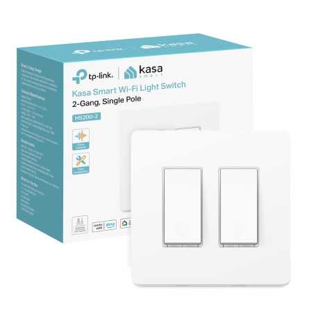 Kasa Smart Switch 2-Gang HS200-2, Neutral Wire, Wi-Fi, Alexa & Google Home Compatible, White