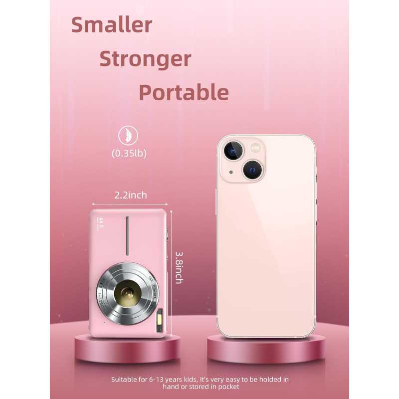 Appareil Photo Numérique FHD 1080P Rose avec Zoom 16X & 32Go