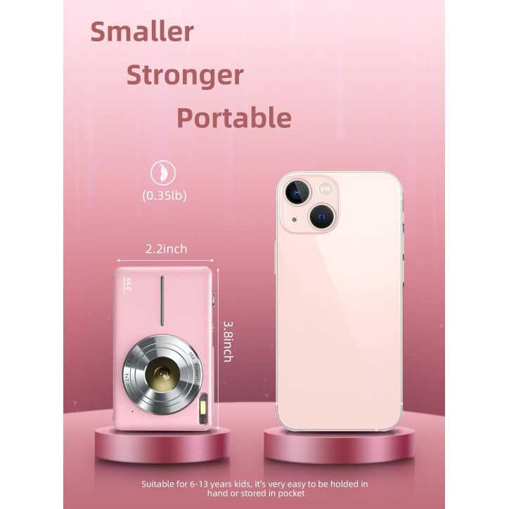 Appareil Photo Numérique FHD 1080P Compact Rose avec Zoom 16X, Anti-Tremblement et Carte 32Go pour Enfants Appareil Photo Numérique FHD 1080P Compact Rose avec Zoom 16X, Anti-Tremblement et Carte 32Go pour Enfants