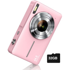 Appareil Photo Numérique FHD 1080P Rose avec Zoom 16X & 32Go