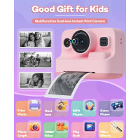 Kids Instant Print Camera 1080P – Portable Photo Toy for Girls & Boys Ages 3-12, Christmas Birthday Gift