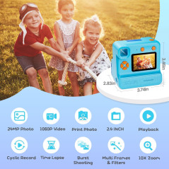 Kids Instant Print Camera for Kids 3-12 | FHD Video, Selfie, 32G Card