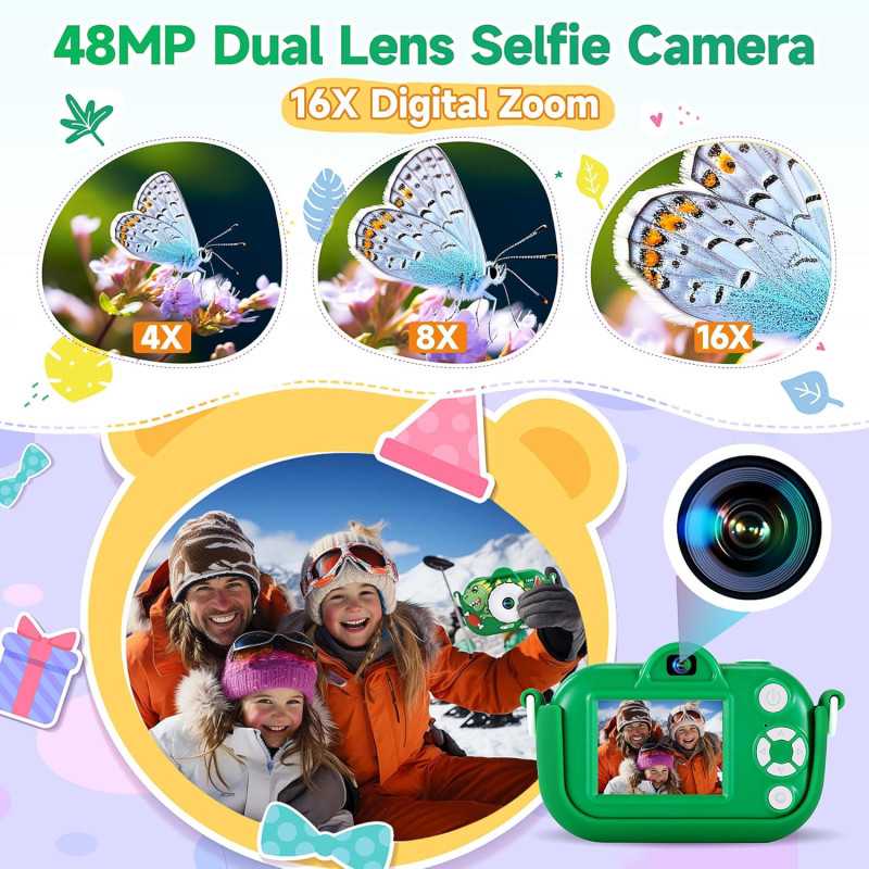 Kids Camera for Boys 3-9 Years | 48MP Dual Lens, 1080P HD Video Gift