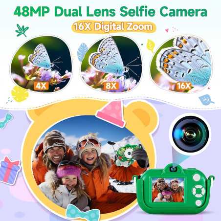 Kids Camera for Boys 3-9 Years | 48MP Dual Lens, 1080P HD Video Gift