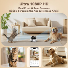 DreamBee 1080P Dual Lens Robot Camera on Wheels with Night Vision & 2-Way Talk