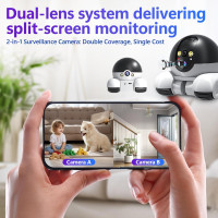 Caméra Robot Mobile Patrol Wi-Fi, Vision Nocturne, Audio Bidirectionnel, Surveillance Animaux/Personnes, 64GB