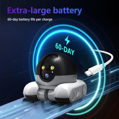 Caméra Robot Mobile Wi-Fi 64GB Vision Nuit Audio Bidirectionnel