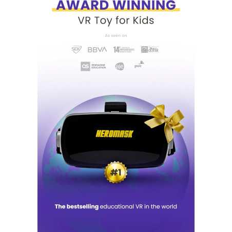 HeroMask Casque VR + Jeux de Maths - Cadeau Enfants 5-12 ans, Multiplication, Additions & Plus
