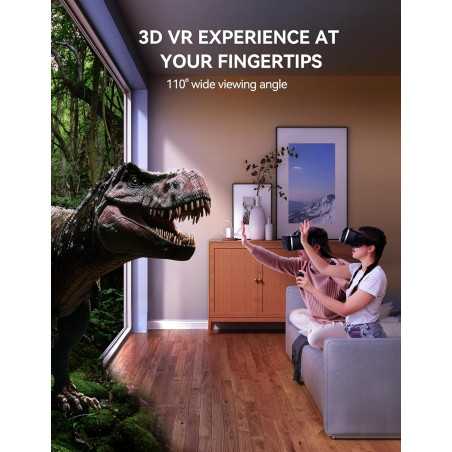 Casque VR TECKNET avec Contrôleur Bluetooth, Lentilles HD Anti-Lumière Bleue, Compatible iPhone/Samsung