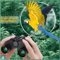 Aurosports 10x25 Compact Binoculars for Adults & Kids, Easy Focus, Low Light, Ideal for Bird Watching, Travel, and Outdoor A