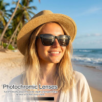 AI Smart Glasses with Color-Change Lenses, Bluetooth, Voice Assistant & 160+ Languages Translator for Travel & Meetings