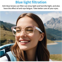 Lunettes Intelligentes Femmes, Traduction AI Bluetooth, Filtrage Lumière Bleue, 165+ Langues, Voyage & Apprentissage
