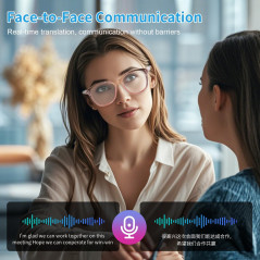 Lunettes Intelligentes Femmes Traduction AI Bluetooth 165+ langues