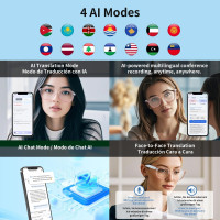 Smart Glasses for Women - AI Bluetooth Translator, 165+ Languages, Real-Time, Blue Light Filtering Lenses, Open Ear