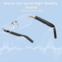 Lunettes Intelligentes Sans Monture avec Bluetooth, Prise Photo à Distance, Protection UV et Commande Vocale