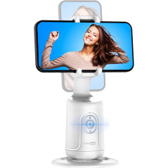 Support Téléphone Auto Tracking 360° avec Trépied Smart Blanc