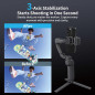 Stabilisateur 3 axes pour smartphone avec éclairage, suivi AI, trépied pliable pour iPhone & Android