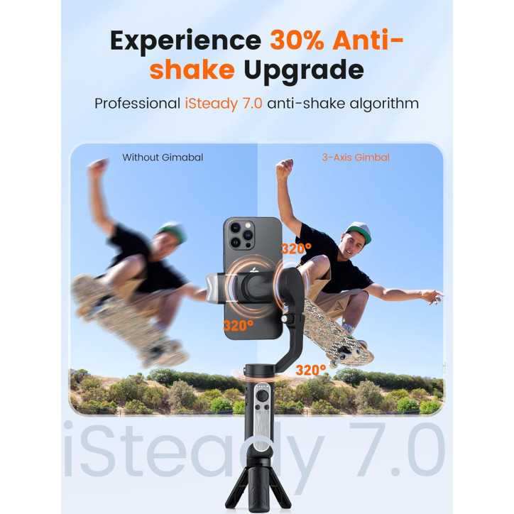 Stabilisateur Hohem iSteady V2S 3-Axes pour Smartphone avec Suivi IA, Lumière, Portable et Pliable Stabilisateur Hohem iSteady V2S 3-Axes pour Smartphone avec Suivi IA, Lumière, Portable et Pliable