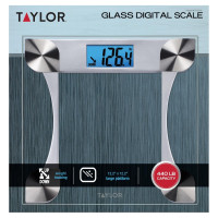Taylor Digital Glass Bathroom Scale, Accurate Body Weight Tracking, 440 lb Capacity, Battery-Powered