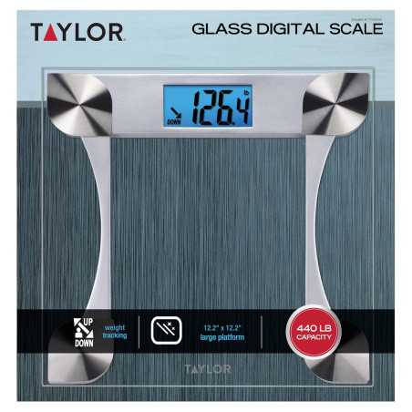 Taylor Digital Glass Scale – Accurate Body Weight up to 440 lb, Clear Display