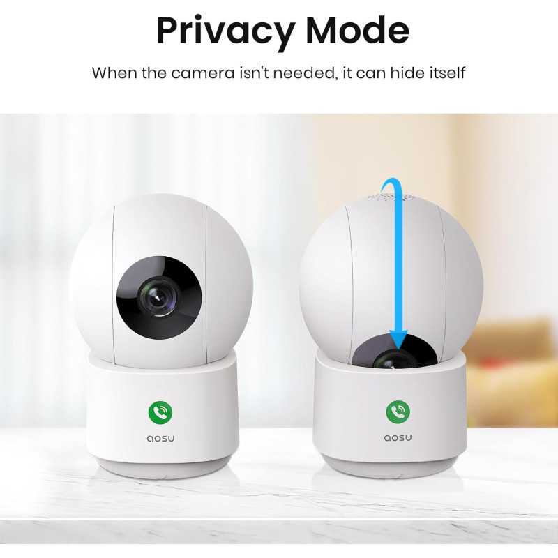 AOSU 2K Indoor Security Camera – Baby Monitor, Pet Cam & Alexa Compatible