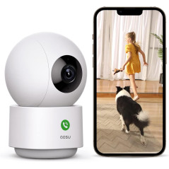 Caméra de Sécurité Aosu 2K Intérieure, Vision Nocturne IR