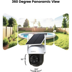 Caméra Solaire AOSU Extérieure Sans Fil 2K Vision Nuit Couleur Suivi Humain 360° Surveillance