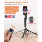 71” Auto Face Tracking Tripod with Light & Remote for iPhone, Android, GoPro – 360° Rotating Stand 71” Auto Face Tracking Tripod with Light & Remote for iPhone, Android, GoPro – 360° Rotating Stand