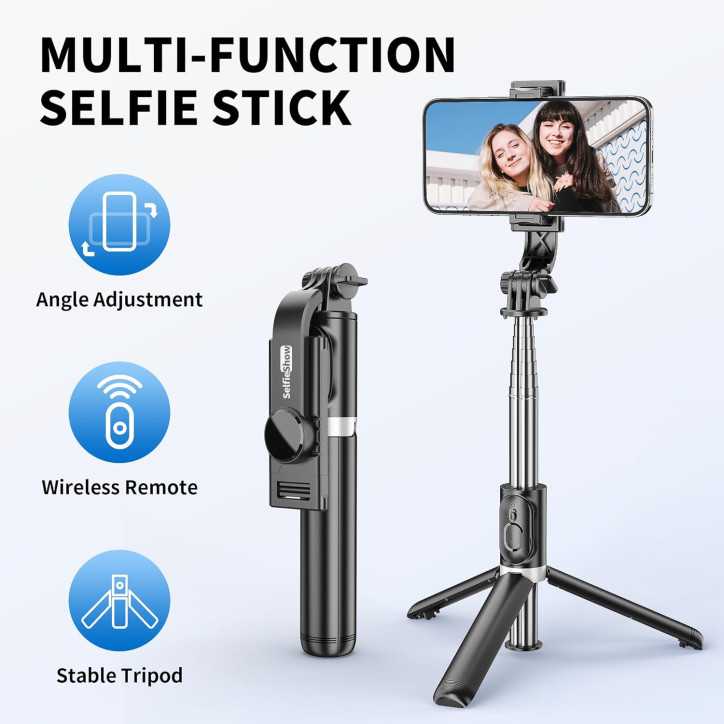 All-in-One Extendable Selfie Stick Tripod with Wireless Remote for iPhone 17-12, Galaxy, OnePlus & More All-in-One Extendable Selfie Stick Tripod with Wireless Remote for iPhone 17-12, Galaxy, OnePlus & More