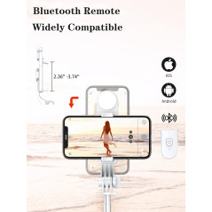 46'' Selfie Stick Tripod with Wireless Remote & LED Light for iPhone & Android