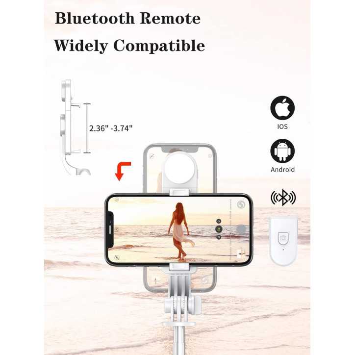 46 Selfie Stick Tripod with Wireless Remote & LED Fill Light for iPhone 16/15/14/Android Smartphones