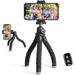 Ubeesize Portable Flexible Phone Tripod with Wireless Remote & Clip