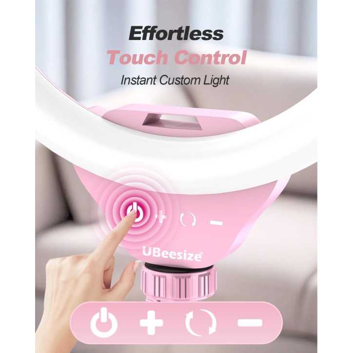 UBeesize Ring Light 12'' avec Trépied 62'', Rose, pour Vidéo, Streaming, Compatible Téléphones et Caméras UBeesize Ring Light 12'' avec Trépied 62'', Rose, pour Vidéo, Streaming, Compatible Téléphones et Caméras
