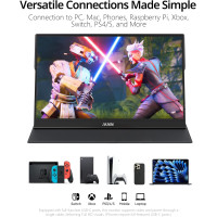 MNN Écran Portable 15,6 FHD 1080P USB-C HDMI IPS Ultraplat avec Haut-parleurs & Smart Cover HDR