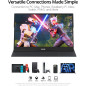 MNN 15.6 FHD Portable Monitor 1080P USB-C HDMI Gaming IPS HDR Ultra-Slim w/ Speakers & Smart Cover