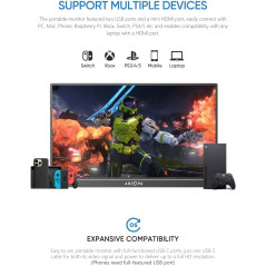 Écran Portable ARZOPA 15,6 FHD Ultra-Slim USB-C & HDMI