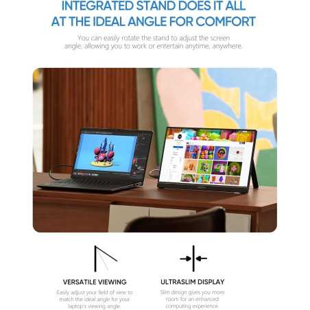 ARZOPA 15.6 FHD Portable Monitor - Ultra-Slim IPS Display with Kickstand, USB-C & HDMI for PC, Mac, Phone, Xbox, PS5