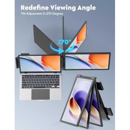 Écran Portable 14 FHD IPS Dual Screen Extender pour Laptop 14-16, USB-C/HDMI, Plug & Play