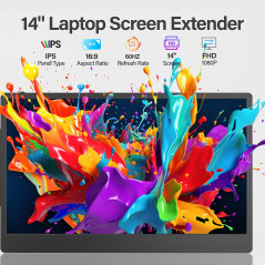 14 FHD Laptop Screen Extender - Ultra-Thin Dual/Triple Monitor Display