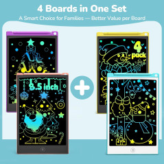 TECJOE 4 Pack 8.5 LCD Writing Tablets for Kids - Travel & Learning Toy