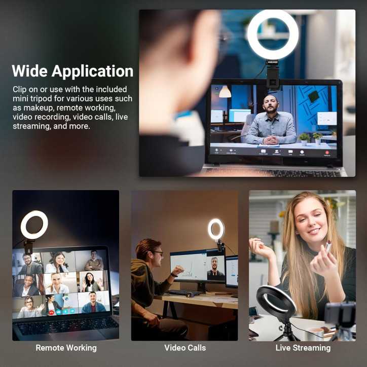 NEEWER 5 Ring Light with Desk Tripod & Clip-On for Video Conferencing, Streaming, Remote Work, BR60 NEEWER 5 Ring Light with Desk Tripod & Clip-On for Video Conferencing, Streaming, Remote Work, BR60